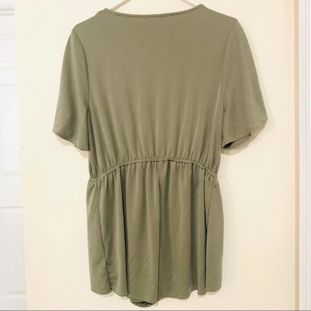 TOBI SETTING FIRES PLUNGING ROMPER IN OLIVE L
